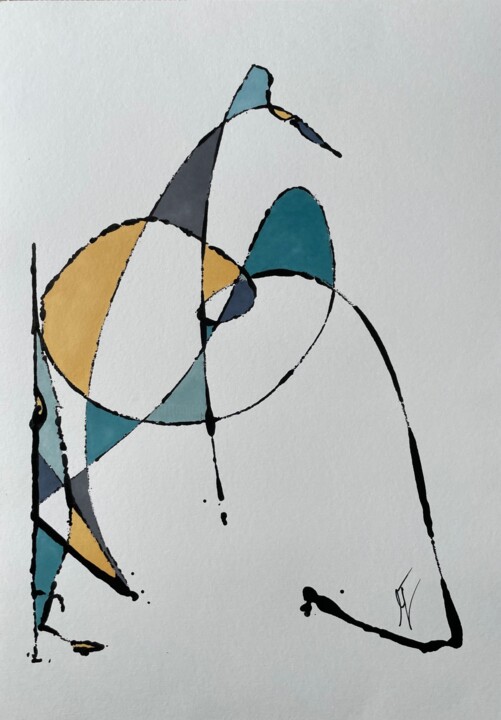 Dibujo titulada "Le géant 2" por Marine Jouffrain, Obra de arte original, Tinta