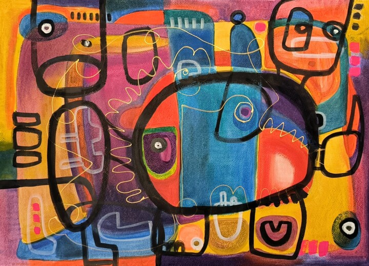Peinture intitulée "Simple minds" par Thia Path, Œuvre d'art originale, Huile