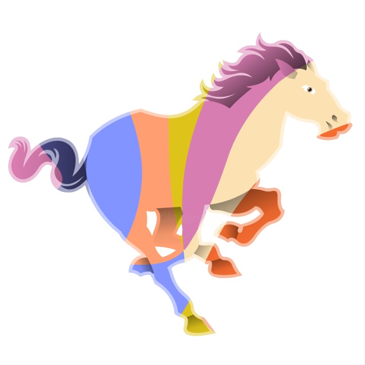 Digitale Kunst getiteld "A stylized horse is…" door Shamim Shaikh, Origineel Kunstwerk, 2D Digital Work