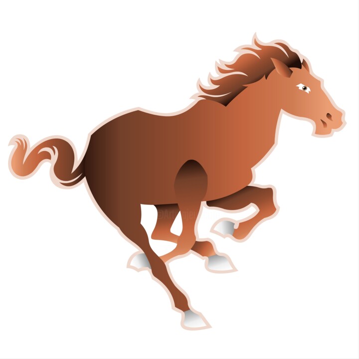 A stylized brown horse 数字艺术