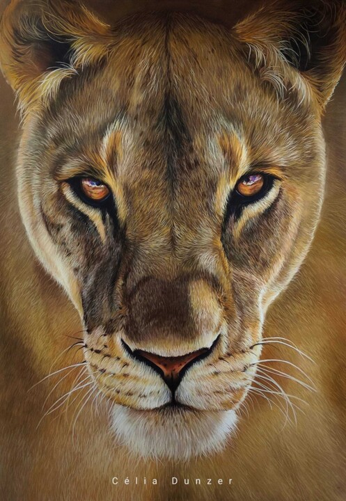 Schilderij getiteld "La Reine" door Célia Dunzer, Origineel Kunstwerk, Pastel