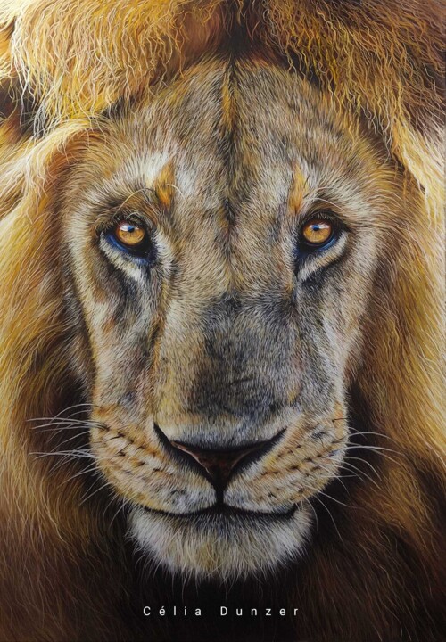 Schilderij getiteld "Le Roi" door Célia Dunzer, Origineel Kunstwerk, Pastel