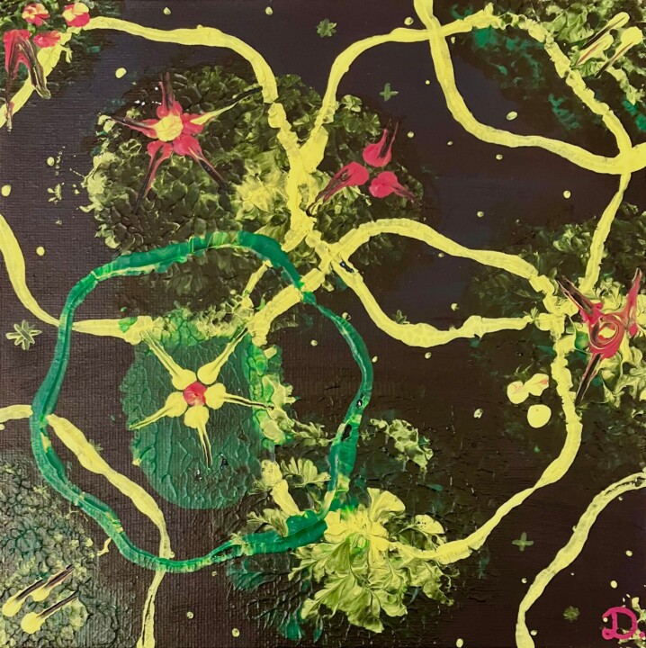 Black Bloom 绘画, 7.9x7.9 in