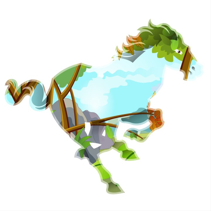 A stylized depiction of a horse 数字艺术