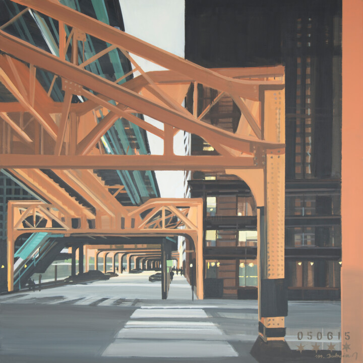 N°17 : Under the « L » – Dearborn & Van Buren Painting, 47.2x47.2 in