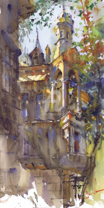 Streetscapes 绘画, 15.8x7.9 in