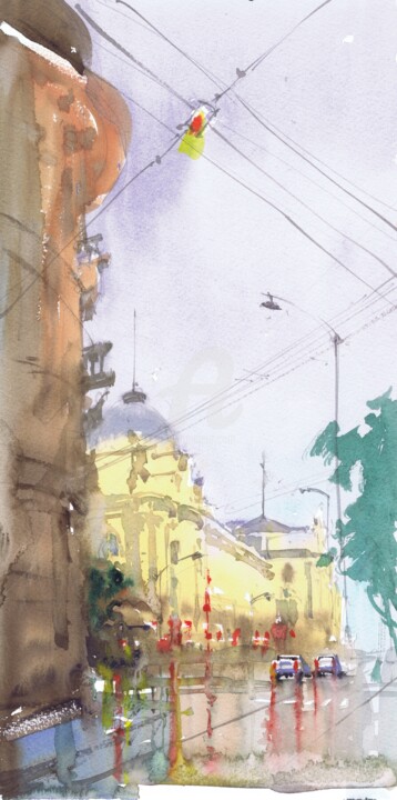 Baroque Boulevard Painting, 15.8x7.9 in
