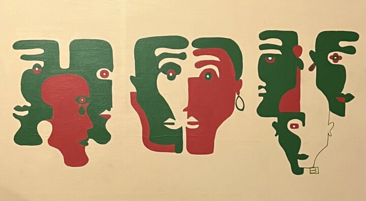 Peinture intitulée "Üç Adam" par Burcu Assar, Œuvre d'art originale, Acrylique