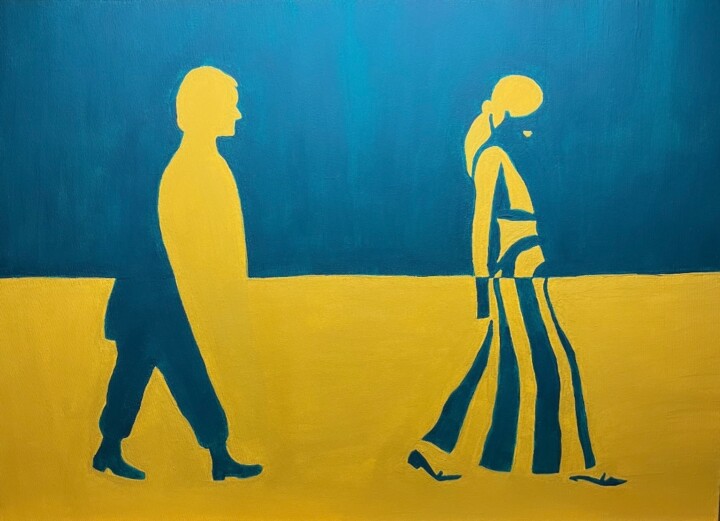 Peinture intitulée "Yarım" par Burcu Assar, Œuvre d'art originale, Acrylique