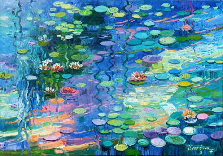 Mine water lilies 绘画, 27.6x39.4 in