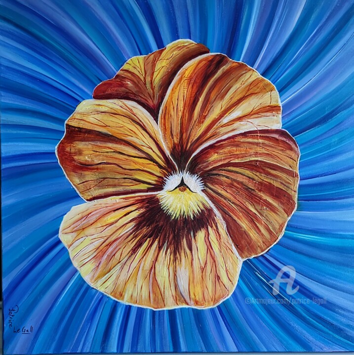 Painting titled "La Pensée" by Patrice Le Gall, Original Artwork, Oil Mounted on Wood Stretcher frame