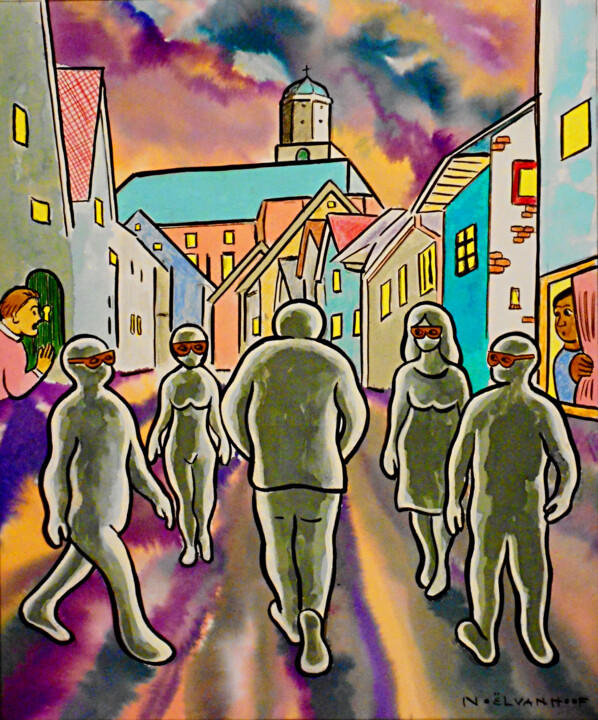 Painting titled "Ambiguity [Zweideut…" by Noël Van Hoof, Original Artwork, Watercolor