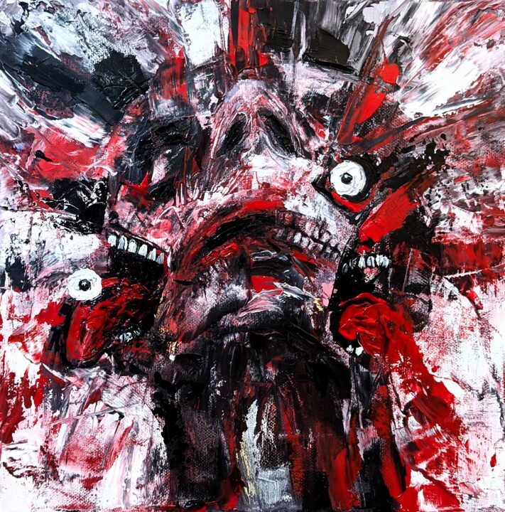 Painting titled "Macabre expression 5" by Vaxo Lang, Original Artwork, Oil