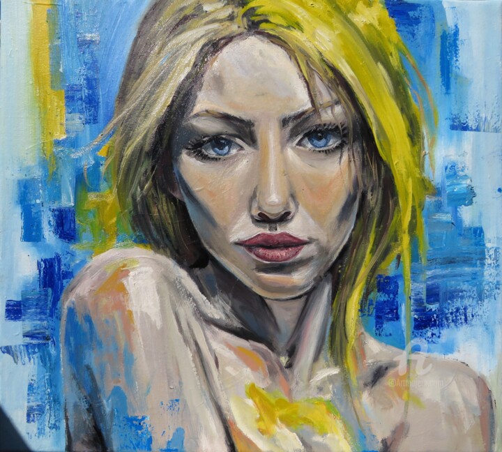 A BLONDE WOMAN 绘画, 19.7x19.7 in
