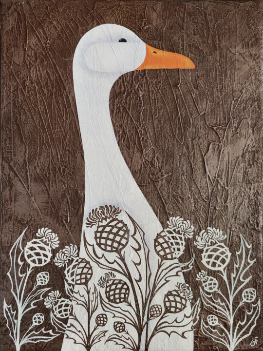 Goose in the thistle 绘画, 15.8x11.8 in