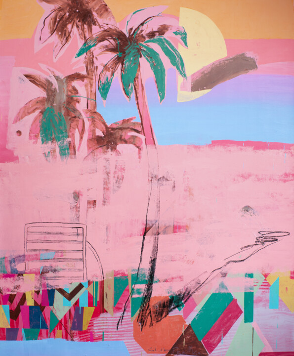 Painting titled "Palm Tree [transfor…" by Glib Franko, Original Artwork, Oil