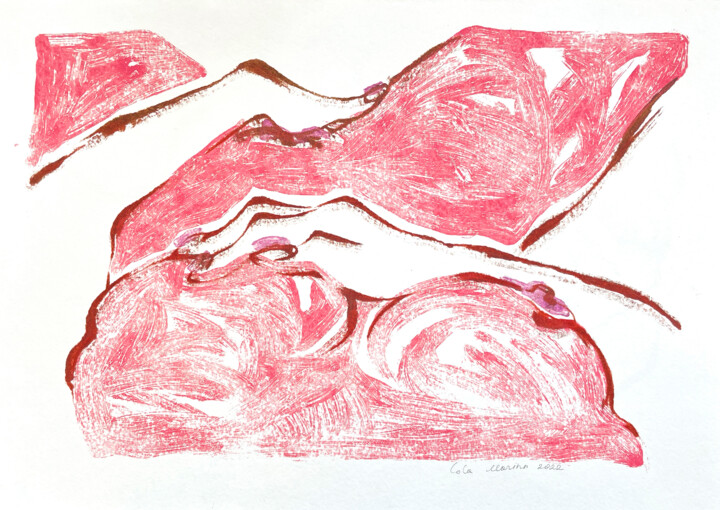 Amaranth-colored woman with purple nipples 印花与版画, 10.6x16.5 in