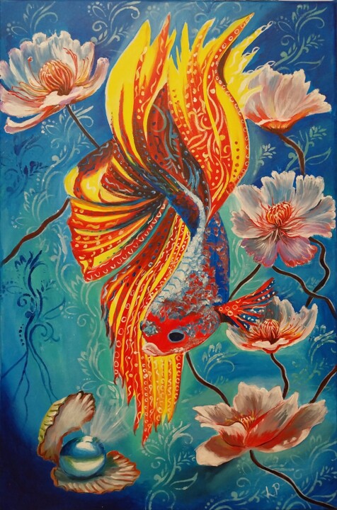 Goldfish 绘画, 23.6x15.8 in