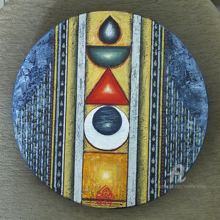 Peinture intitulée "Aligning Elements" par Suddha Sama, Œuvre d'art originale, Acrylique Monté sur Châssis en bois