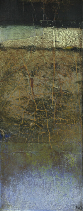Painting titled "Ocres 1" by Dominique Comolet, Original Artwork, Oil Mounted on Wood Stretcher frame