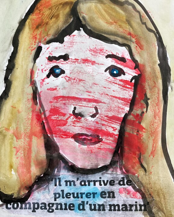 Painting titled "« J’ai le cœur qui…" by Ananda Eva, Original Artwork, Acrylic Mounted on artwork_cat.