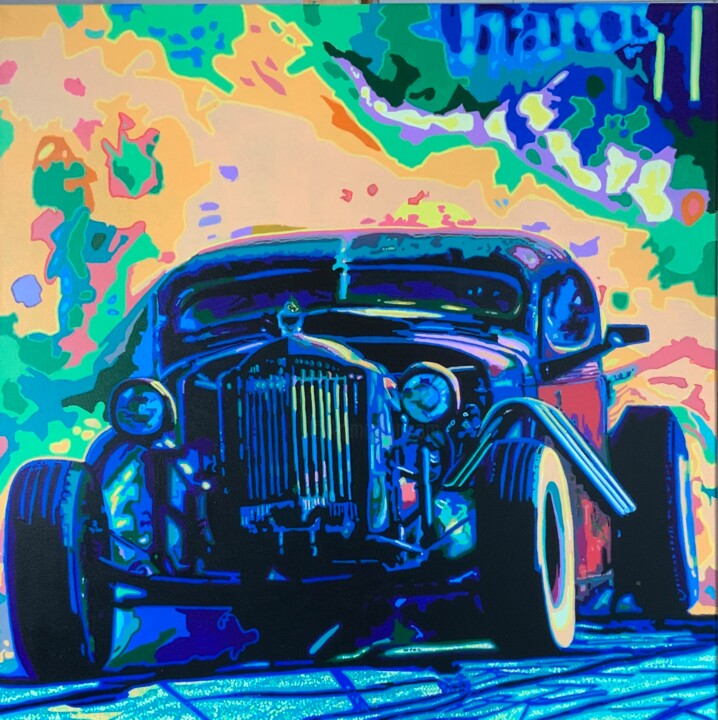 Hot Rod Drag Strip 绘画, 31.5x31.5 in