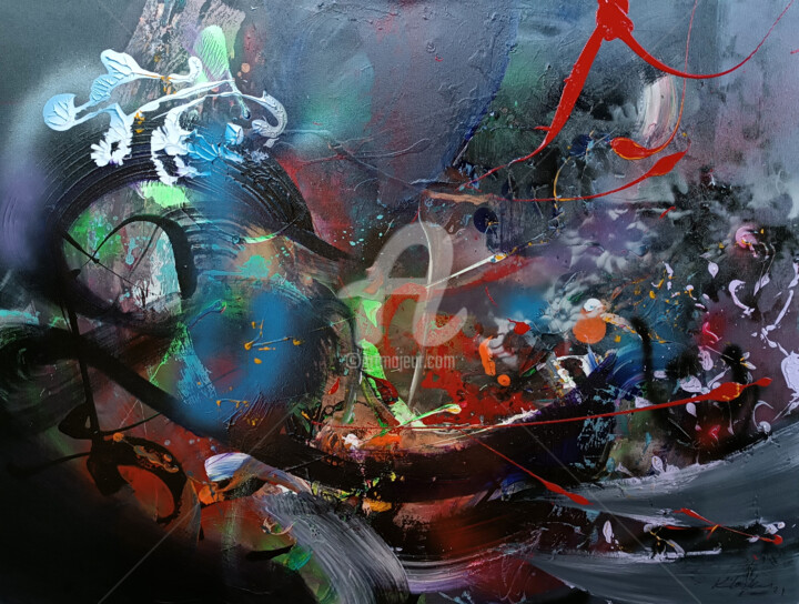 Ruster in the night large oneiric abstract painting Kloska Картина, 27,6x35,4 in