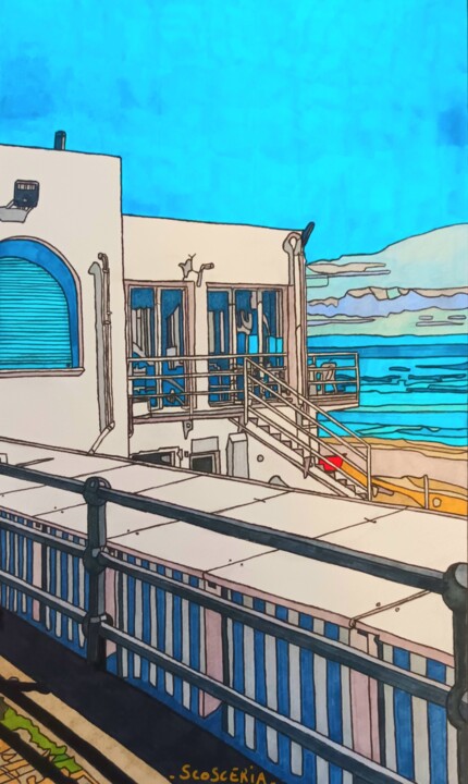 Bord de mer en Italie 图画, 11x6.7 in