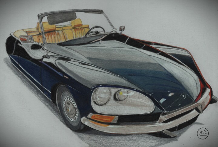 Citroën DS cabriolet Desenho, 11x15,8 in