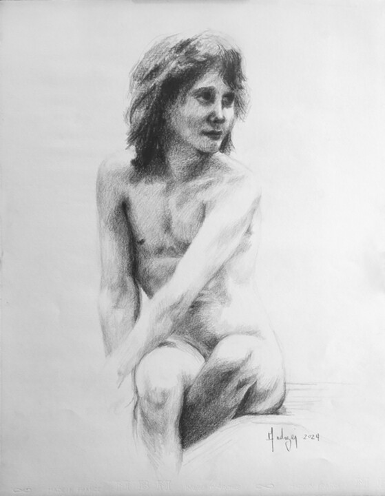 Adolescent assis Resim, 25,6x19,7 in