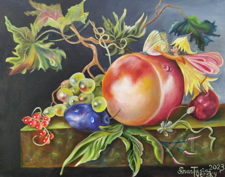 A Fairy Tale After Van Huysum - Dutch Golden Age Reimagined 绘画, 16x20 in