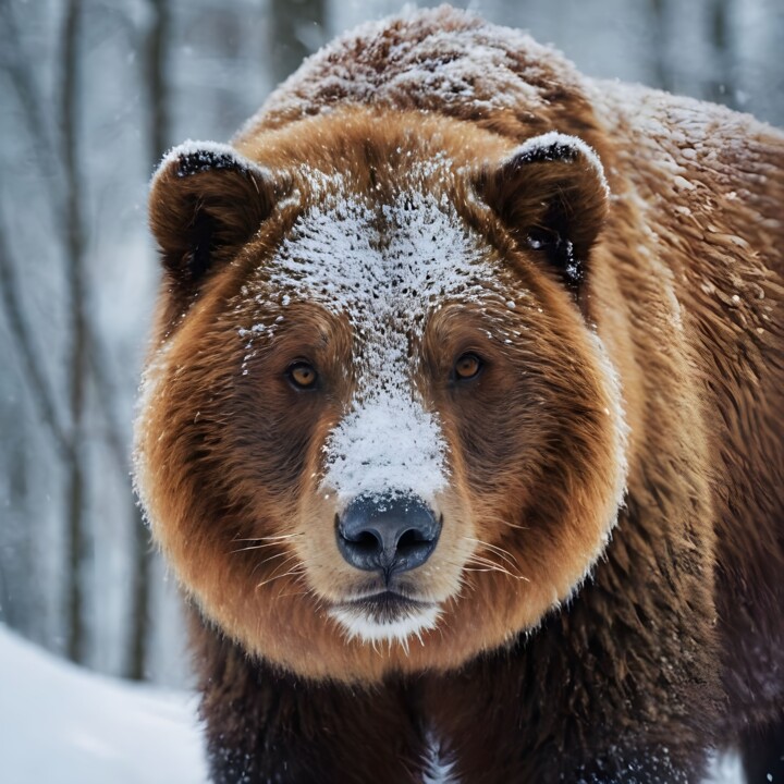 Winterlicher Braunbär im verschneiten Wald 数字艺术