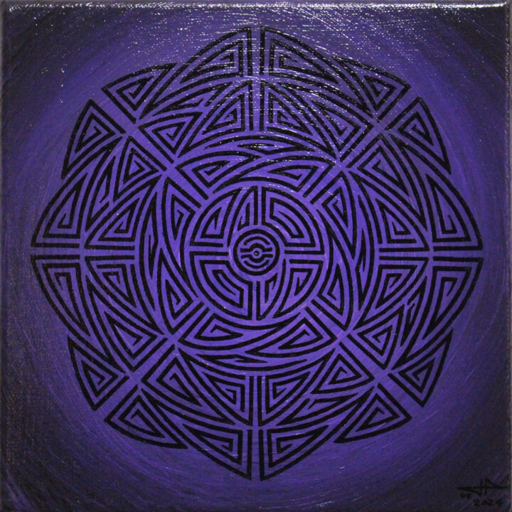 Violet tribal 2. 绘画, 7.9x7.9 in
