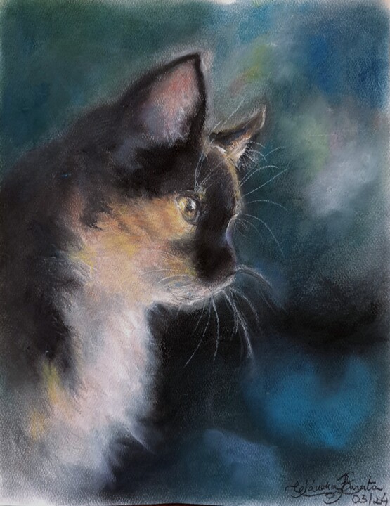 Um Gato 绘画, 12x9 in