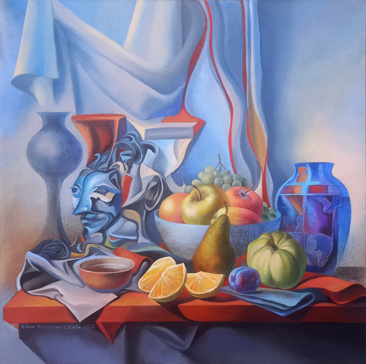 Metaphysical still life with mask 绘画, 23.6x23.6 in