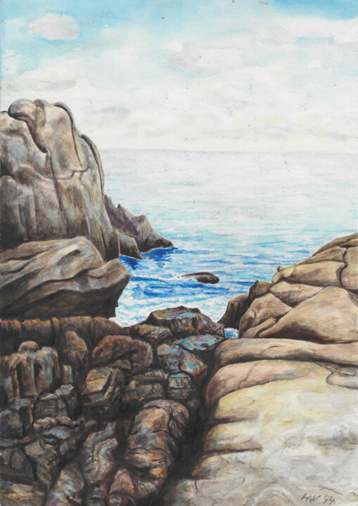 Malerei mit dem Titel "St. Pierre - Seyche…" von Herbert Wiedergut ([herb-art]), Original-Kunstwerk, Aquarell