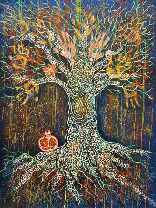 Painting titled "Tree of Life" by Kerime Elibüyük, Original Artwork, Acrylic