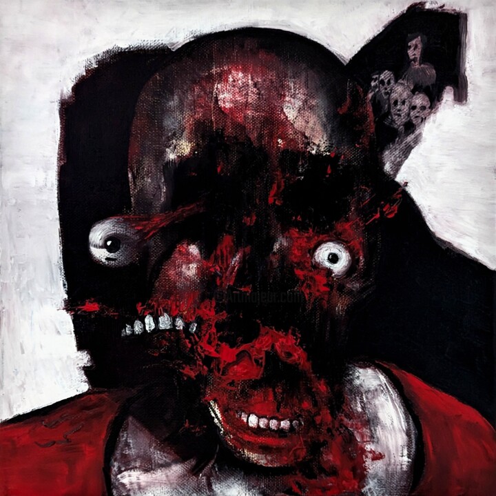 Peinture intitulée "Macabre expression 6" par Vaxo Lang, Œuvre d'art originale, Huile