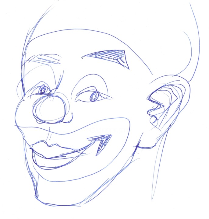 Circus clown 图画, 8.7x8.3 in