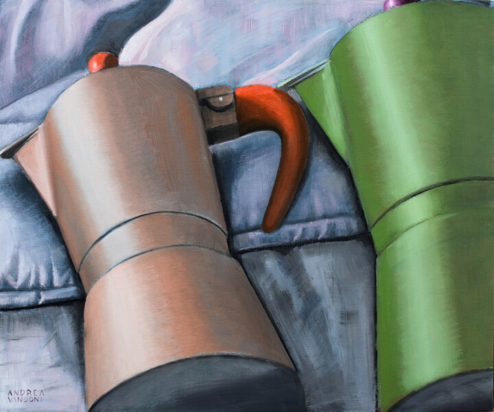 Schilderij getiteld "Sleep Together" door Andrea Vandoni, Origineel Kunstwerk, Olie Gemonteerd op Frame voor houten brancard