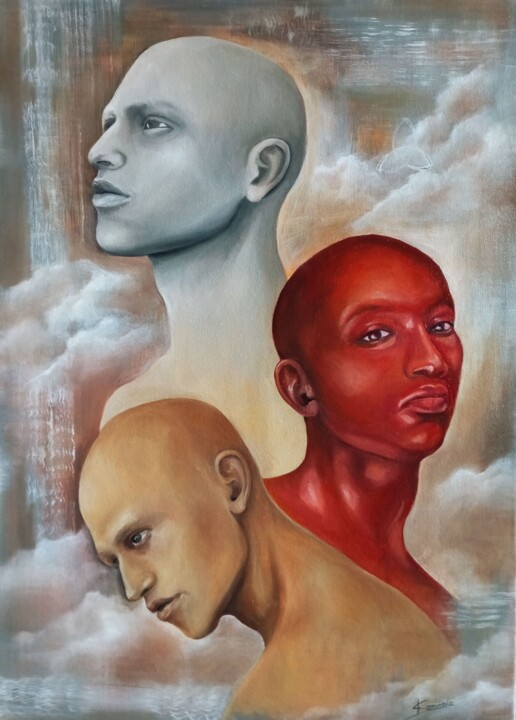 Oil painting "Unity", uniting people 绘画, 27.6x19.7 in