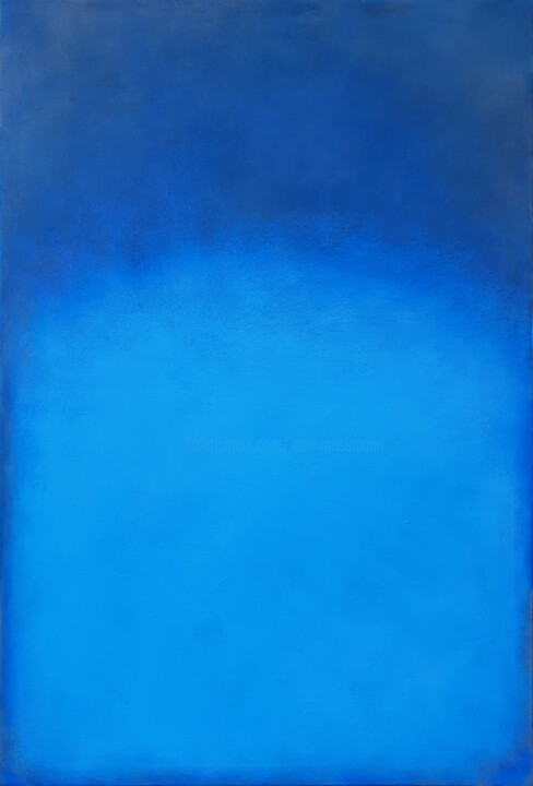 Blue Grey Abstract Painting, Meditation in Blue 绘画, 59.1x39.4 in