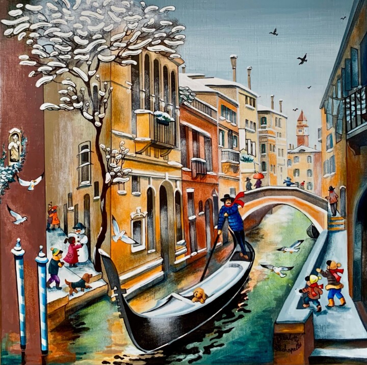 La neige à Venise 绘画, 11.8x11.8 in