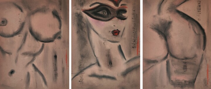 Colombina.Triptych 图画, 8.3x18.9 in