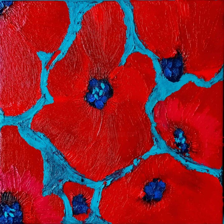 LES PAVOTS Schilderij, 9,8x9,8 in