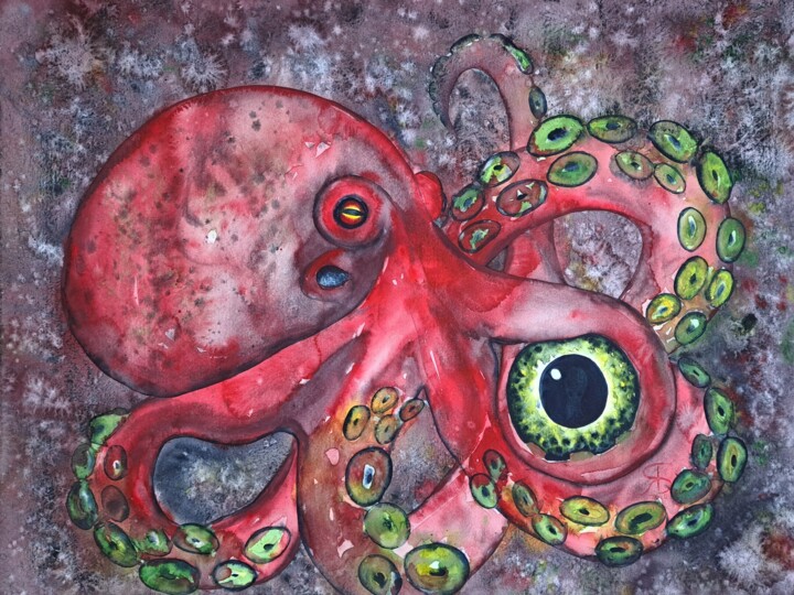 Octopus 绘画, 17.3x23.6 in