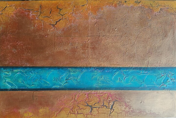 Painting titled "24101 - COULEURS D'…" by Laurence Hubswerlin Diradourian, Original Artwork, Acrylic Mounted on Wood Stretch…