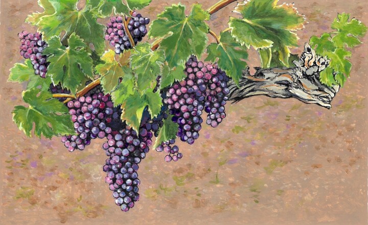 Grappes et feuilles 미술작품, 9.5x15 in