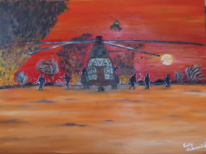 Les commandos paras 绘画, 23.6x31.5 in