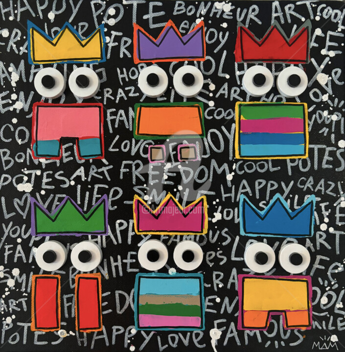 Les Potes Painting, 11.8x11.8 in